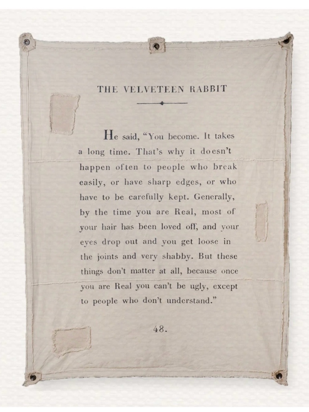 The Velveteen Rabbit Quote Art Print in Cream